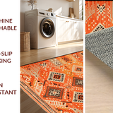 Ultra Soft Area Rug, Non Slip, Stain Resistant, Washable Area Rugs for Living Room, Bedroom, Chic Tribal Linear Composition(Orange)