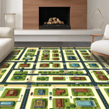 Ultra Soft Area Rug, Non Slip, Stain Resistant, Washable Area Rugs for Living Room, Bedroom, Dynamic Residential Community Motif(Brown)