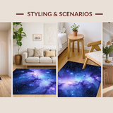 Ultra Soft Area Rug, Non Slip, Stain Resistant, Washable Area Rugs for Living Room, Bedroom, Ethereal Night Sky Aesthetic(Blue)