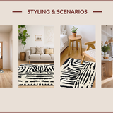 Ultra Soft Area Rug, Non Slip, Stain Resistant, Washable Area Rugs for Living Room, Bedroom, Luxury Shag Bedroom Rug Zebra Pattern Plush Easy Care(Black)