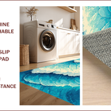 Ultra Soft Area Rug, Non Slip, Stain Resistant, Washable Area Rugs for Living Room, Bedroom, Coastal Blue Ocean Wave Living Room Rug(Blue)