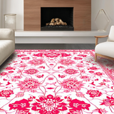 Ultra Soft Area Rug, Non Slip, Stain Resistant, Washable Area Rugs for Living Room, Bedroom, Rustic Warm Earthy Floral Theme(White)