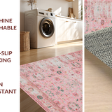Ultra Soft Area Rug, Non Slip, Stain Resistant, Washable Area Rugs for Living Room, Bedroom, Trendy Softened Color Palette(Pink)