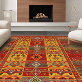 Ultra Soft Area Rug, Non Slip, Stain Resistant, Washable Area Rugs for Living Room, Bedroom, Rustic Multicolored Braided Texture(Red)