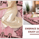 Ultra Soft Area Rug, Non Slip, Stain Resistant, Washable Area Rugs for Living Room, Bedroom, Vibrant Playful Cowboy Art Design(Pink)