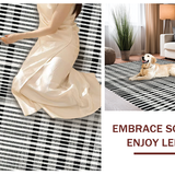Ultra Soft Area Rug, Non Slip, Stain Resistant, Washable Area Rugs for Living Room, Bedroom, Elegant Black and White Striped Carpet for Sophisticated Decor(Black)