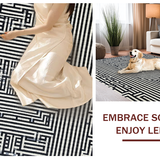 Ultra Soft Area Rug, Non Slip, Stain Resistant, Washable Area Rugs for Living Room, Bedroom, Modern Lattice Design Black and White Striped Area Rug for Stylish Spaces(Black)
