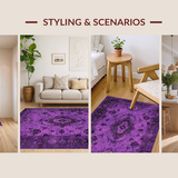 Ultra Soft Area Rug, Non Slip, Stain Resistant, Washable Area Rugs for Living Room, Bedroom, Luxurious Purple and Black Tapestry(Purple)