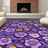 Ultra Soft Area Rug, Non Slip, Stain Resistant, Washable Area Rugs for Living Room, Bedroom, Luxurious Vibrant Garden Style(Purple)