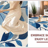 Ultra Soft Area Rug, Non Slip, Stain Resistant, Washable Area Rugs for Living Room, Bedroom, Tropical Pattern Outdoor Patio Stain-Resistant Carpet(Blue)