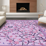 Ultra Soft Area Rug, Non Slip, Stain Resistant, Washable Area Rugs for Living Room, Bedroom, Elegant Vintage Blossom Design(Purple)