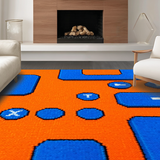 Ultra Soft Area Rug, Non Slip, Stain Resistant, Washable Area Rugs for Living Room, Bedroom, Energetic Color Blocked Graphic Style(Orange)
