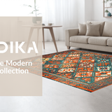 Ultra Soft Area Rug, Non Slip, Stain Resistant, Washable Area Rugs for Living Room, Bedroom, Sophisticated Ethnic Patterned Charm(Orange)