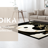 Ultra Soft Area Rug, Non Slip, Stain Resistant, Washable Area Rugs for Living Room, Bedroom, Artful Black and White Dragon Motif(Gold)
