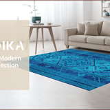 Ultra Soft Area Rug, Non Slip, Stain Resistant, Washable Area Rugs for Living Room, Bedroom, Boho Traditional Non-Shedding(Blue)