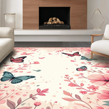 Ultra Soft Area Rug, Non Slip, Stain Resistant, Washable Area Rugs for Living Room, Bedroom, Soft Elegant Butterfly Bloom Design(Pink)