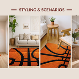 Ultra Soft Area Rug, Non Slip, Stain Resistant, Washable Area Rugs for Living Room, Bedroom, Chic Athletic Motif Ensemble(Orange)