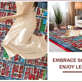 Ultra Soft Area Rug, Non Slip, Stain Resistant, Washable Area Rugs for Living Room, Bedroom, Colorful Cityscape Educational Rug(Red)