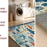 Ultra Soft Area Rug, Non Slip, Stain Resistant, Washable Area Rugs for Living Room, Bedroom, Kids Education Ocean Life Alphabet Number Play Mat Carpet(Blue)