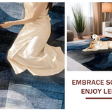 Ultra Soft Area Rug, Non Slip, Stain Resistant, Washable Area Rugs for Living Room, Bedroom, Gradient Abstract Striped Area Rug(Blue)