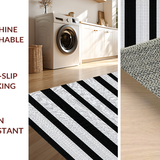 Ultra Soft Area Rug, Non Slip, Stain Resistant, Washable Area Rugs for Living Room, Bedroom, Chic Striped Rustic Charm(Black)