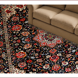 Ultra Soft Area Rug, Non Slip, Stain Resistant, Washable Area Rugs for Living Room, Bedroom, Stylish Monochrome Botanical Motif(Black)