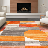 Ultra Soft Area Rug, Non Slip, Stain Resistant, Washable Area Rugs for Living Room, Bedroom, Striking Warm Abstract Pattern(Orange)