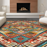 Ultra Soft Area Rug, Non Slip, Stain Resistant, Washable Area Rugs for Living Room, Bedroom, Artisan Tribal Print with Rich Hues(Orange)