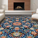 Ultra Soft Area Rug, Non Slip, Stain Resistant, Washable Area Rugs for Living Room, Bedroom, Dynamic Color Splash Medallion Style(Blue)