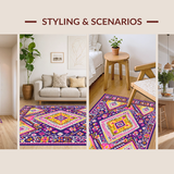 Ultra Soft Area Rug, Non Slip, Stain Resistant, Washable Area Rugs for Living Room, Bedroom, Sophisticated Tiled Design Elements(Purple)
