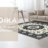 Ultra Soft Area Rug, Non Slip, Stain Resistant, Washable Area Rugs for Living Room, Bedroom, Rustic Textured Tasseled Runner Style(Black)