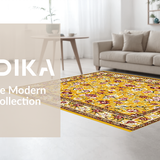 Ultra Soft Area Rug, Non Slip, Stain Resistant, Washable Area Rugs for Living Room, Bedroom, Radiant Earthy Tones with Blooms(Gold)