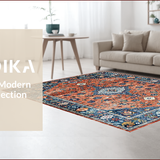 Ultra Soft Area Rug, Non Slip, Stain Resistant, Washable Area Rugs for Living Room, Bedroom, Rustic Vintage Ethnic Floral Design(Red)