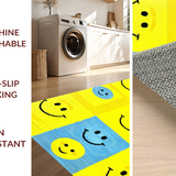 Ultra Soft Area Rug, Non Slip, Stain Resistant, Washable Area Rugs for Living Room, Bedroom, Cheerful Criss-Cross Rainbow Theme(Yellow)