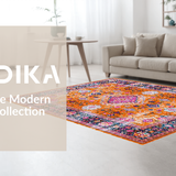 Ultra Soft Area Rug, Non Slip, Stain Resistant, Washable Area Rugs for Living Room, Bedroom, Vibrant Floral Patterned Elegance(Orange)