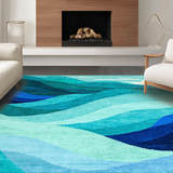 Ultra Soft Area Rug, Non Slip, Stain Resistant, Washable Area Rugs for Living Room, Bedroom, Whimsical Blue Swirl Theme(Blue)