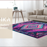 Ultra Soft Area Rug, Non Slip, Stain Resistant, Washable Area Rugs for Living Room, Bedroom, Vibrant Geometric Boho Aesthetic(Pink)
