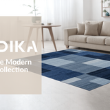 Ultra Soft Area Rug, Non Slip, Stain Resistant, Washable Area Rugs for Living Room, Bedroom, Elegant Modernist Square Style(Blue)