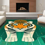 Ultra Soft Area Rug, Non Slip, Stain Resistant, Washable Area Rugs for Living Room, Bedroom, Vibrant Emerald Animal Print(Orange)
