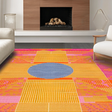 Ultra Soft Area Rug, Non Slip, Stain Resistant, Washable Area Rugs for Living Room, Bedroom, Eclectic Round Color Splash Design(Orange)