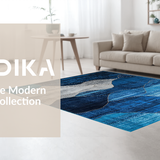 Ultra Soft Area Rug, Non Slip, Stain Resistant, Washable Area Rugs for Living Room, Bedroom, Art Deco Inspired Blue Geometry(Blue)