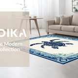 Ultra Soft Area Rug, Non Slip, Stain Resistant, Washable Area Rugs for Living Room, Bedroom, Playful Turtle Graphic Detail(White)