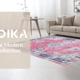 Ultra Soft Area Rug, Non Slip, Stain Resistant, Washable Area Rugs for Living Room, Bedroom, Cozy Warm-Toned Lattice Design(Pink)