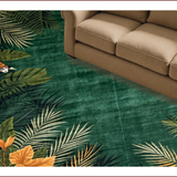 Ultra Soft Area Rug, Non Slip, Stain Resistant, Washable Area Rugs for Living Room, Bedroom, Rustic Botanical Tiger Illustration(Green)
