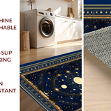 Ultra Soft Area Rug, Non Slip, Stain Resistant, Washable Area Rugs for Living Room, Bedroom, Indigo Tiled Ethereal Patterns(Blue)