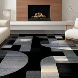 Ultra Soft Area Rug, Non Slip, Stain Resistant, Washable Area Rugs for Living Room, Bedroom, Vibrant Dynamic Swirls Illustration(Black)