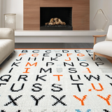 Ultra Soft Area Rug, Non Slip, Stain Resistant, Washable Area Rugs for Living Room, Bedroom, Soft Earthy Toned Alphabet Design(Orange)