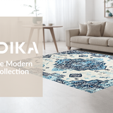 Elegant Ivory Blue Abstract Design(Beige)
