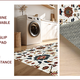 Ultra Soft Area Rug, Non Slip, Stain Resistant, Washable Area Rugs for Living Room, Bedroom, Vintage Boho Floral Living Room Low Pile Rug(White)