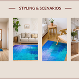Ultra Soft Area Rug, Non Slip, Stain Resistant, Washable Area Rugs for Living Room, Bedroom, Colorful Gradient Splash Artwork(Blue)
